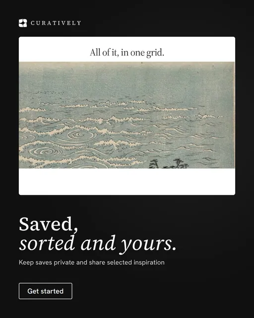 Video for Curatively: "Saved, sorted and yours.". Doc motion loop, 6.0 s, dark palette.