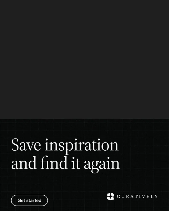 Instagram portrait post for Curatively: "Save inspiration and find it again". Phosphor atlas style, bottom layout, dark palette in black.