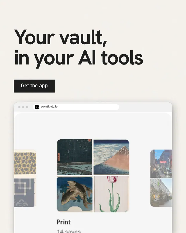 Instagram portrait post for Curatively: "Your vault, in your AI tools". Swiss style, browser layout, light palette in white, grey.