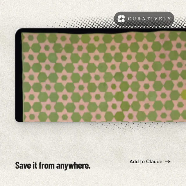 Instagram post for Curatively: "Save it from anywhere." Ink sticker style, image led layout, light palette in yellow, orange, white.