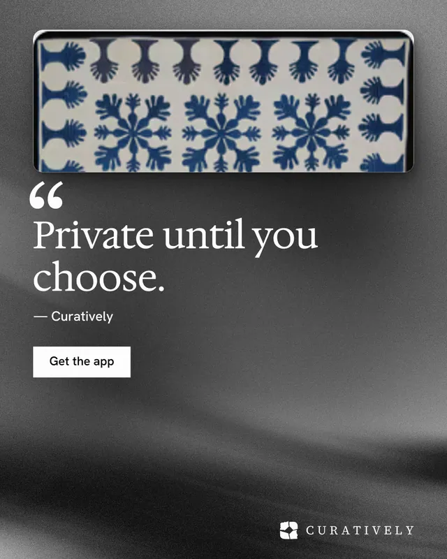 Instagram portrait post for Curatively: "Private until you choose." Swiss style, quote layout, dark palette in grey, black.