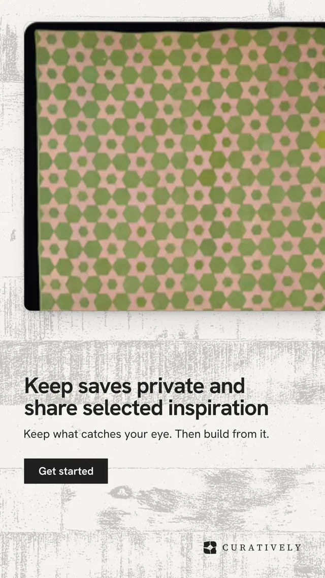 Instagram story for Curatively: "Keep saves private and share selected inspiration". Swiss style, bottom layout, light palette in white, yellow, orange.