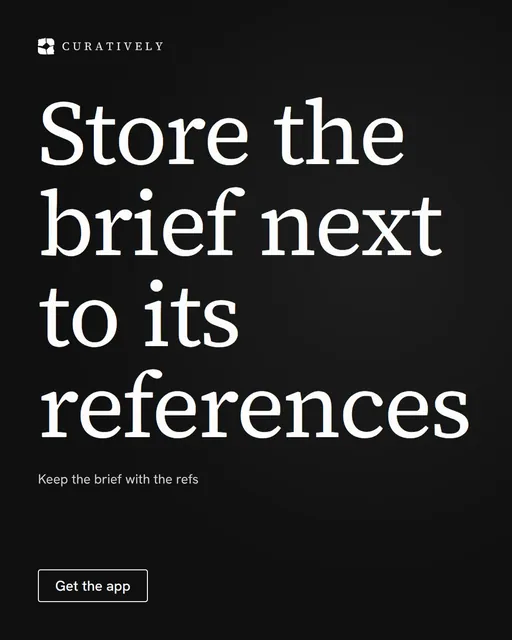 Video for Curatively: "Store the brief next to its references". Doc motion loop, 8.0 s, dark palette.