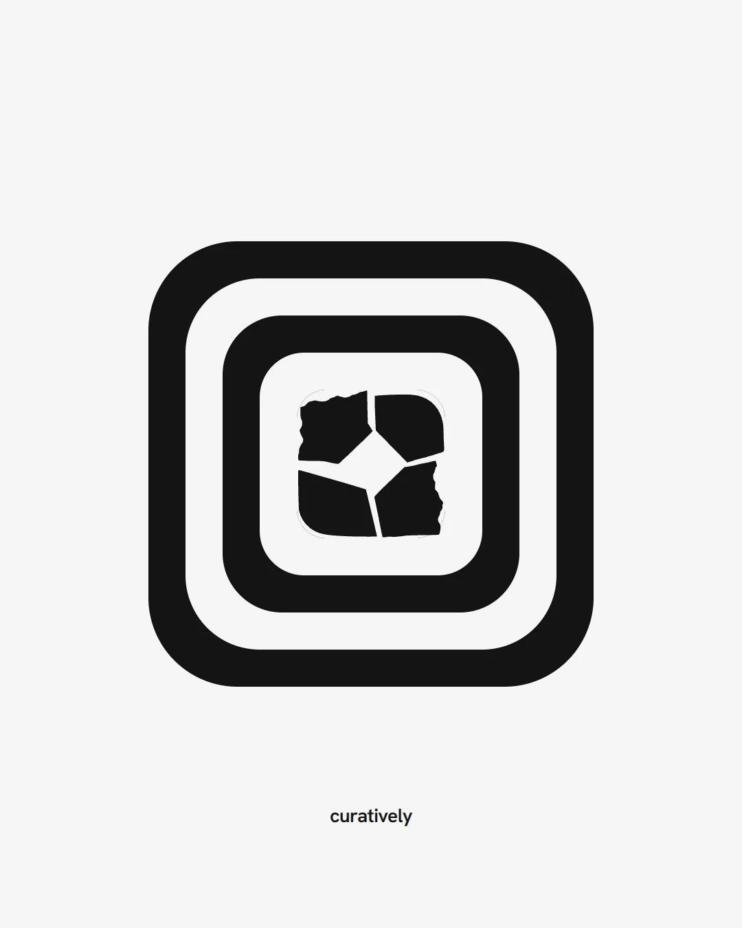 Video for Curatively. Logo motion study, 6.0 s, light palette.