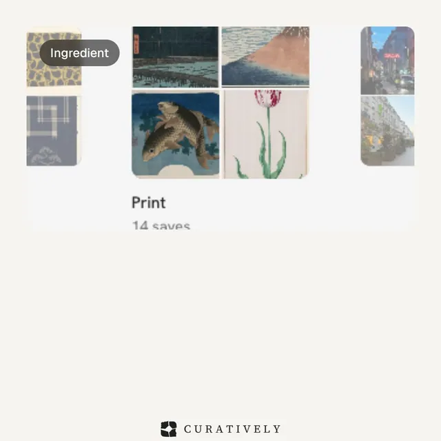 Video for Curatively: "Keep saves private and share selected inspiration". Before after wipe, 6.0 s, light palette.