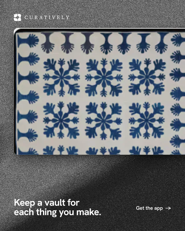 Instagram portrait post for Curatively: "Keep a vault for each thing you make." Swiss style, image led layout, dark palette in grey, black.