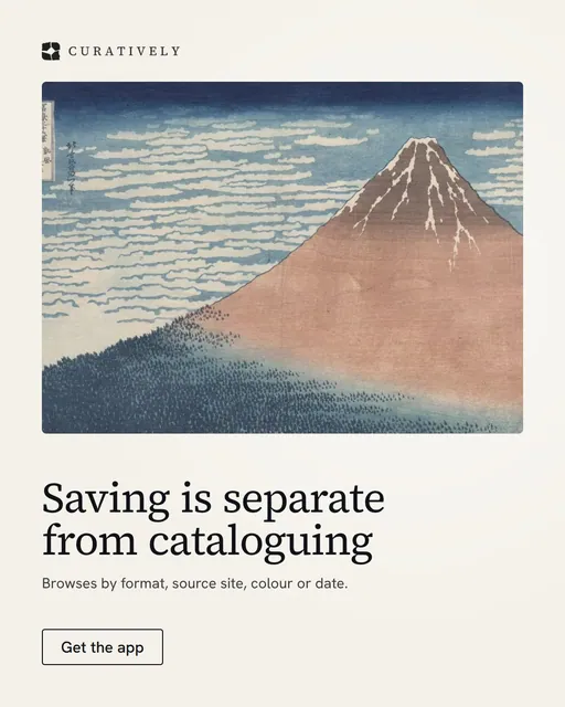 Video for Curatively: "Saving is separate from cataloguing". Doc motion loop, 6.0 s, light palette.