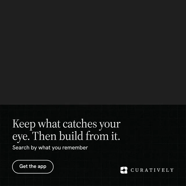 Instagram post for Curatively: "Keep what catches your eye. Then build from it." Phosphor atlas style, bottom layout, dark palette in black.