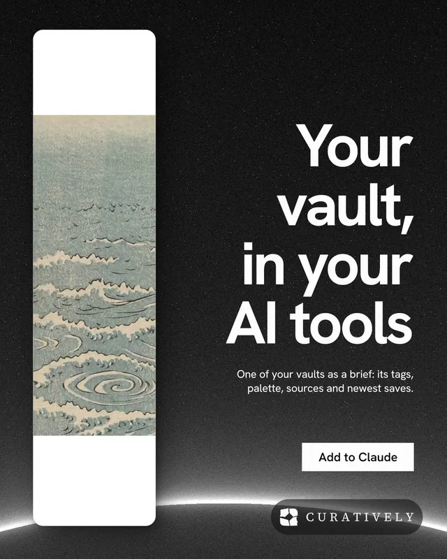 Instagram portrait post for Curatively: "Your vault, in your AI tools". Swiss style, right layout, dark palette in grey, black.