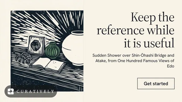Landscape graphic for Curatively: "Keep the reference while it is useful". Editorial style, right layout, light palette in white, grey.
