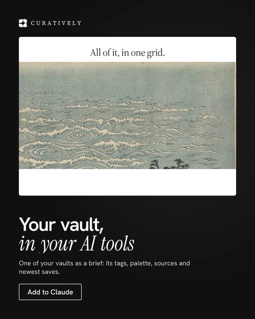 Video for Curatively: "Your vault, in your AI tools". Doc motion loop, 7.0 s, dark palette.