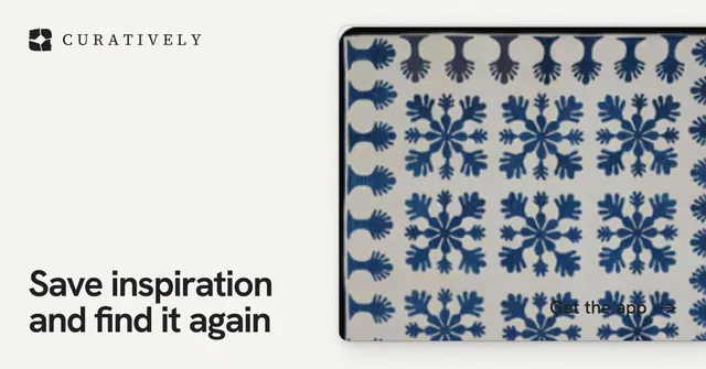 Social ad for Curatively: "Save inspiration and find it again". Swiss style, image led layout, light palette in white, grey.