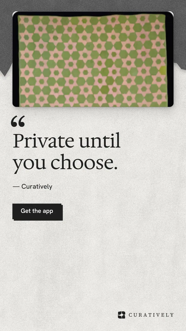 Instagram story for Curatively: "Private until you choose." Paper trio style, quote layout, light palette in white, grey.