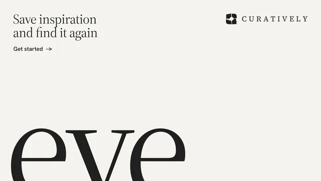 Landscape graphic for Curatively: "Save inspiration and find it again". Editorial style, ogword layout, light palette in white.