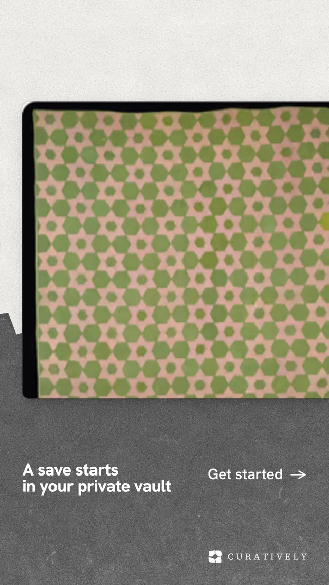 Instagram story for Curatively: "A save starts in your private vault". Paper trio style, image led layout, light palette in yellow, grey, orange.