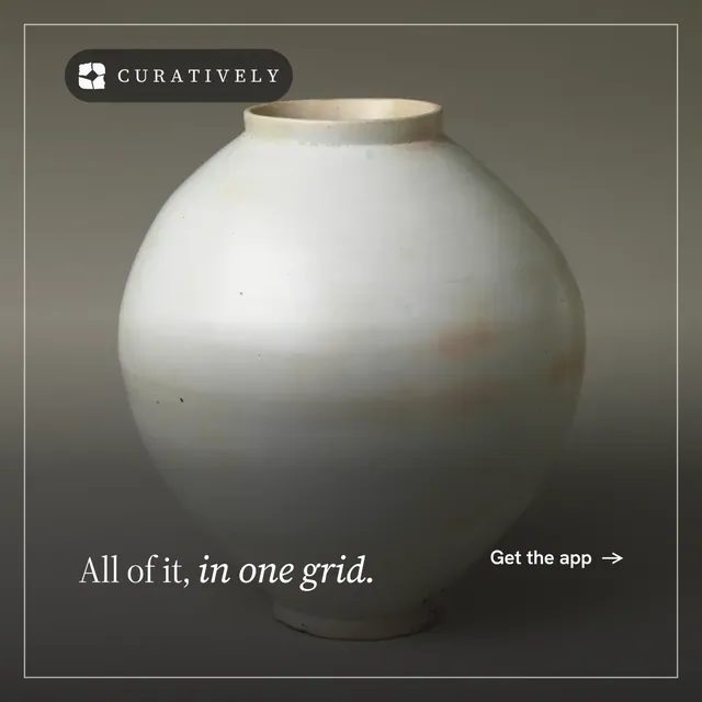 Instagram post for Curatively: "All of it, in one grid." Editorial style, image led layout, dark palette in grey, black.