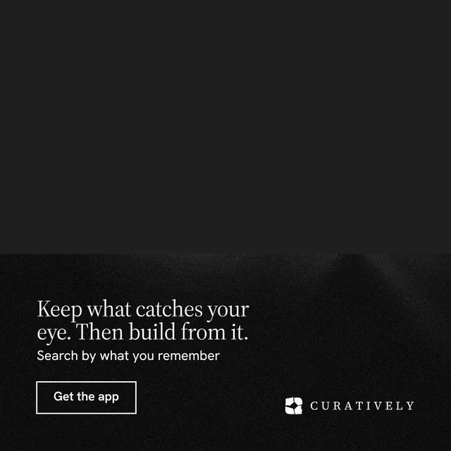 Instagram post for Curatively: "Keep what catches your eye. Then build from it." Dark deco style, bottom layout, dark palette in black.