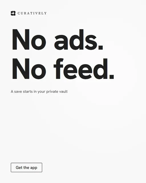 Video for Curatively: "No ads. No feed.". Doc motion loop, 6.0 s, light palette.
