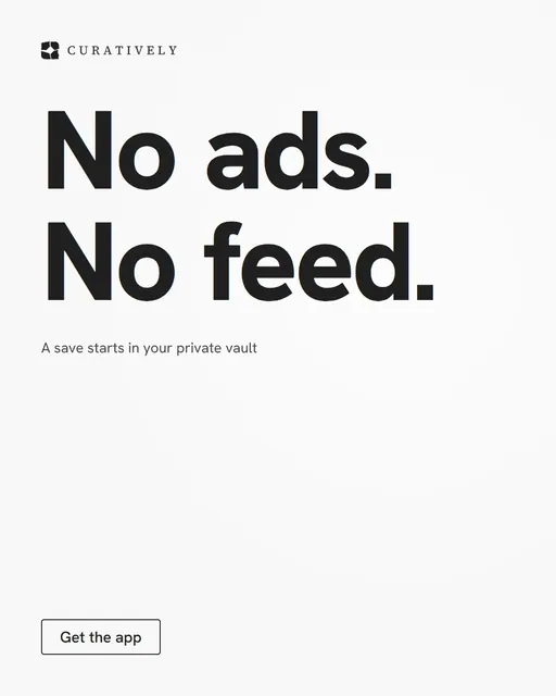 Video for Curatively: "No ads. No feed.". Doc motion loop, 7.0 s, light palette.