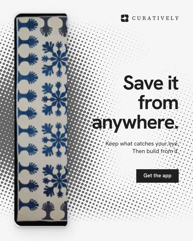 Instagram portrait post for Curatively: "Save it from anywhere." Swiss style, right layout, light palette in grey, white.