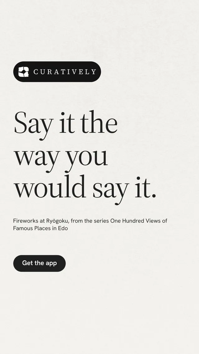 Instagram story for Curatively: "Say it the way you would say it." Data card style, announce layout, light palette in white, grey.