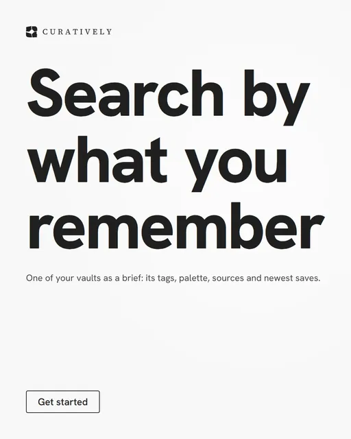 Video for Curatively: "Search by what you remember". Doc motion loop, 8.0 s, light palette.