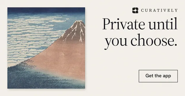 Social ad for Curatively: "Private until you choose." Editorial style, right layout, light palette in grey, white.
