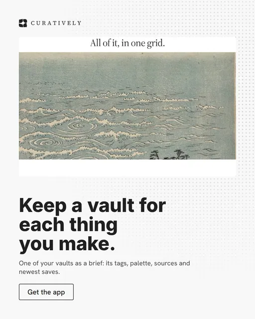 Video for Curatively: "Keep a vault for each thing you make.". Doc motion loop, 6.0 s, light palette.