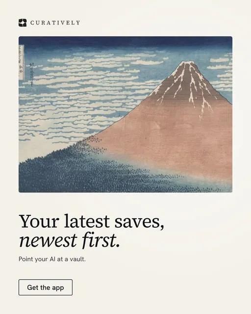 Video for Curatively: "Your latest saves, newest first.". Doc motion loop, 7.0 s, light palette.