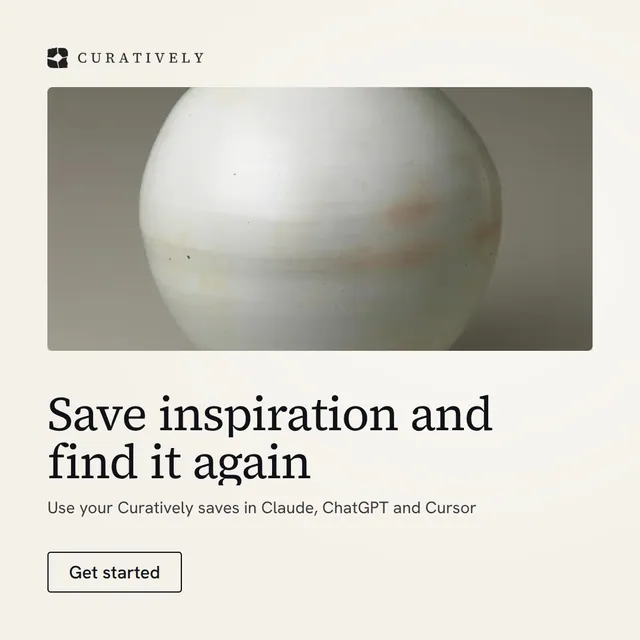 Video for Curatively: "Save inspiration and find it again". Doc motion loop, 7.0 s, light palette.