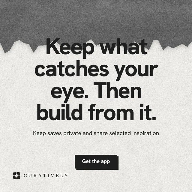 Instagram post for Curatively: "Keep what catches your eye. Then build from it." Paper trio style, centred layout, light palette in grey, white.