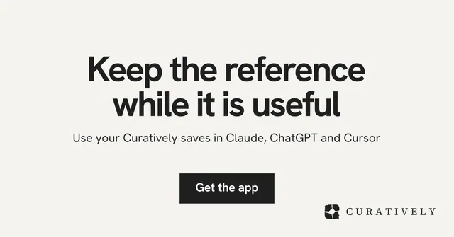 Social ad for Curatively: "Keep the reference while it is useful". Swiss style, centred layout, light palette in white, grey.