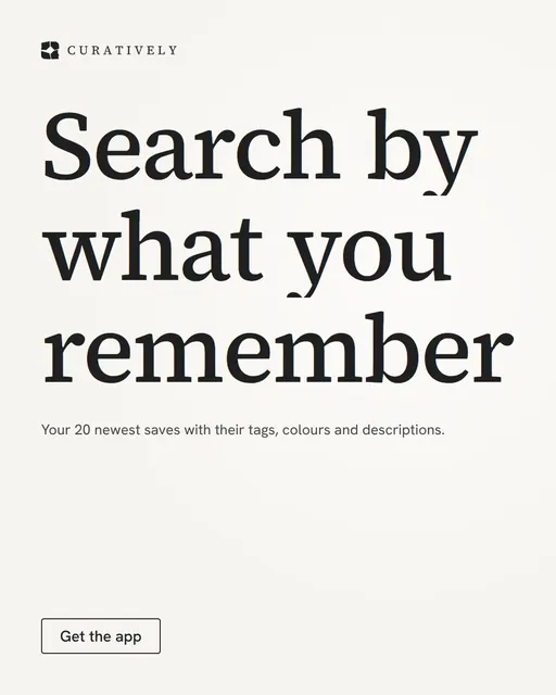 Video for Curatively: "Search by what you remember". Doc motion loop, 7.0 s, light palette.