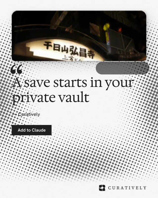 Instagram portrait post for Curatively: "A save starts in your private vault". Swiss style, quote layout, light palette in grey, black, white.