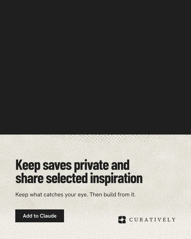 Instagram portrait post for Curatively: "Keep saves private and share selected inspiration". Ink sticker style, bottom layout, dark palette in black, yellow.