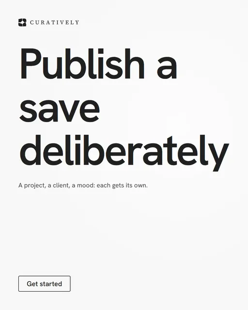 Video for Curatively: "Publish a save deliberately". Doc motion loop, 8.0 s, light palette.