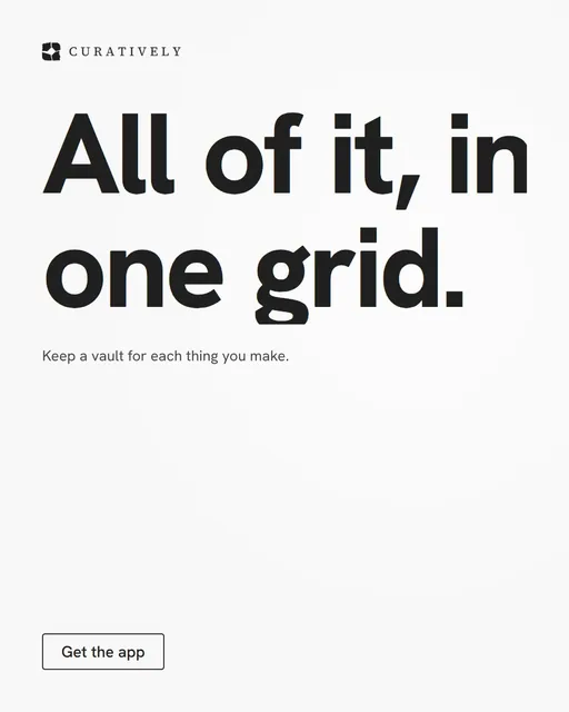 Video for Curatively: "All of it, in one grid.". Doc motion loop, 8.0 s, light palette.