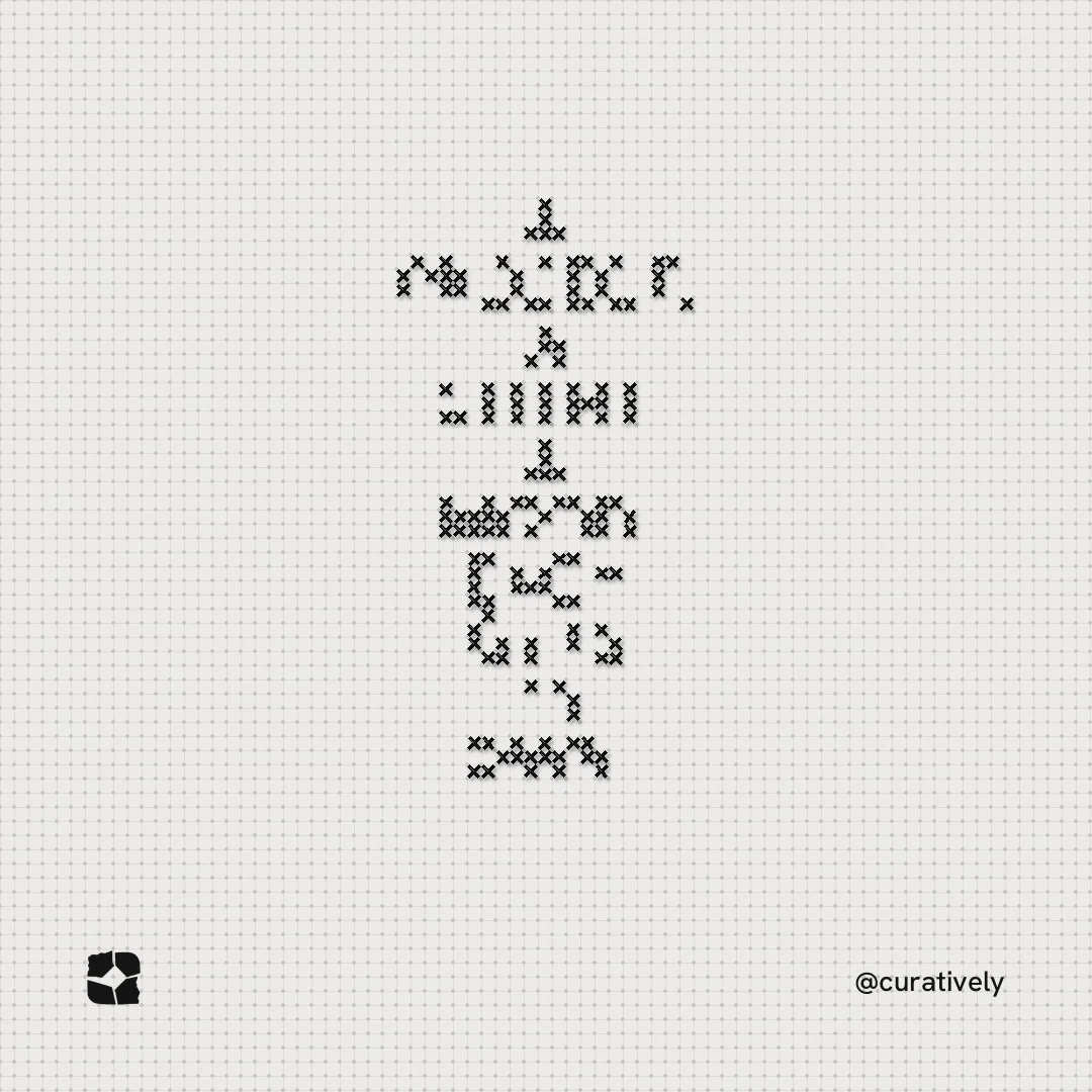 Instagram post for Curatively: "A project, a client, a mood: each gets its own." Stitch style, technique:raster type fx layout, light palette in white.