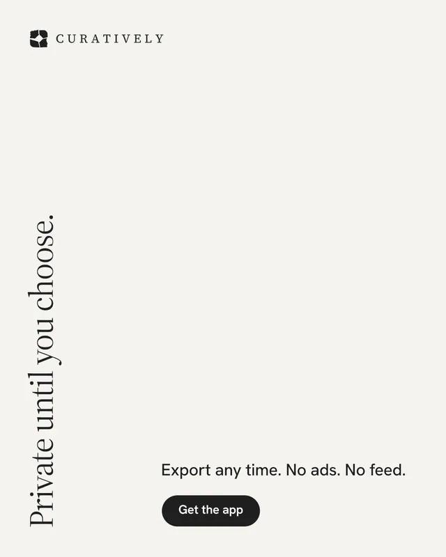 Instagram portrait post for Curatively: "Private until you choose." Data card style, vertical layout, light palette in white.
