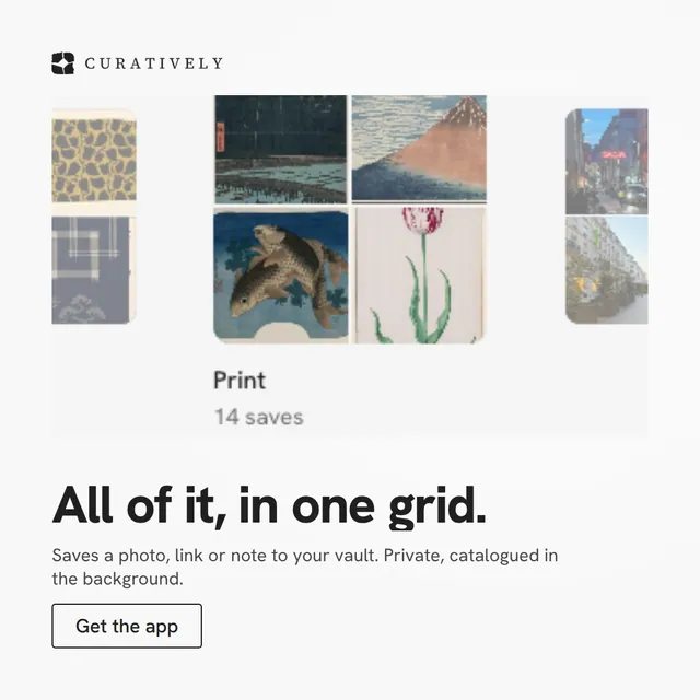 Video for Curatively: "All of it, in one grid.". Doc motion loop, 8.0 s, light palette.