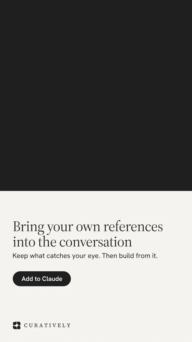 Instagram story for Curatively: "Bring your own references into the conversation". Data card style, bottom layout, light palette in black, white.