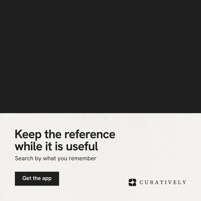 Instagram post for Curatively: "Keep the reference while it is useful". Swiss style, bottom layout, light palette in black, white.