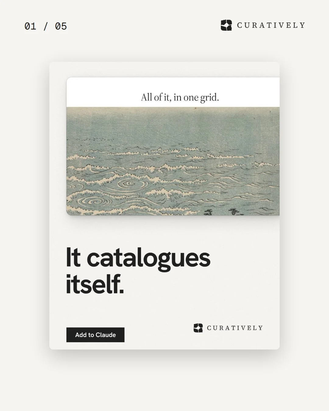 Video for Curatively. Ad flipbook, 7.5 s, light palette.