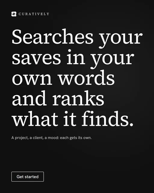 Video for Curatively: "Searches your saves in your own words and ranks what it finds.". Doc motion loop, 6.0 s, dark palette.