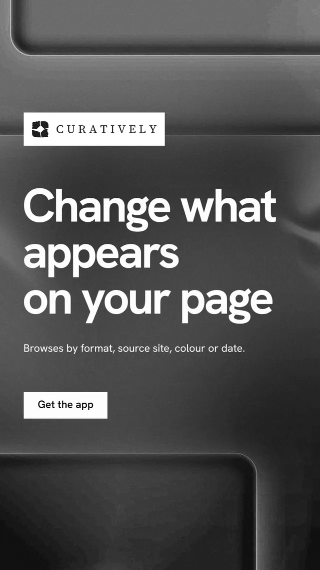 Instagram story for Curatively: "Change what appears on your page". Swiss style, announce layout, dark palette in black, grey.