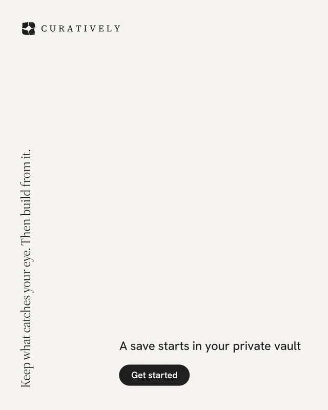 Instagram portrait post for Curatively: "Keep what catches your eye. Then build from it." Data card style, vertical layout, light palette in white.