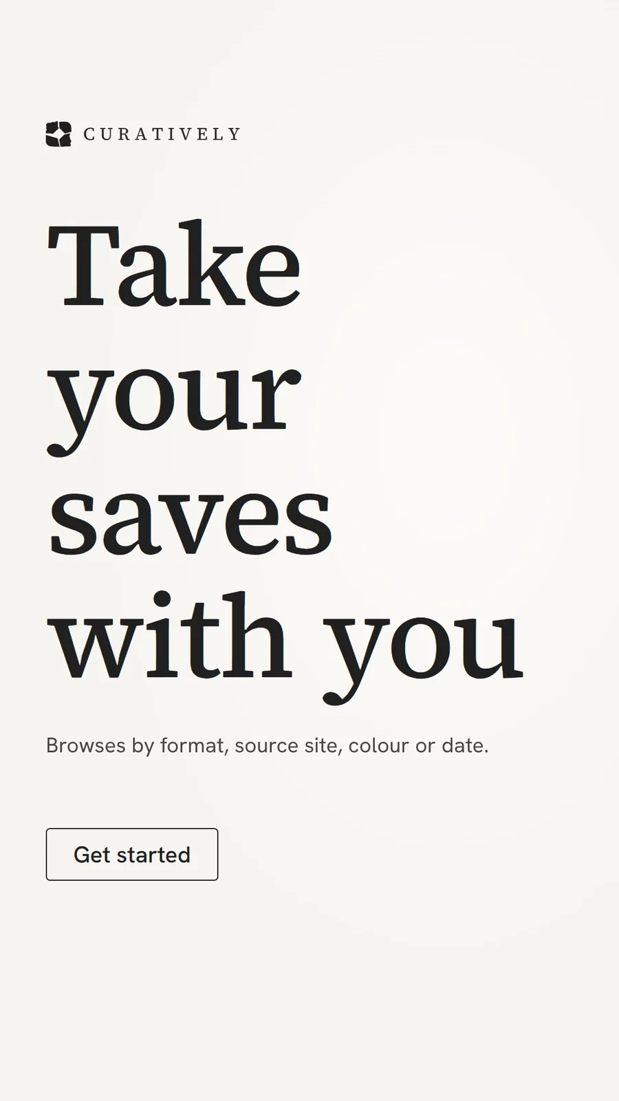 Video for Curatively: "Take your saves with you". Doc motion loop, 6.0 s, light palette.