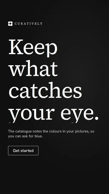 Video for Curatively: "Keep what catches your eye.". Doc motion loop, 8.0 s, dark palette.