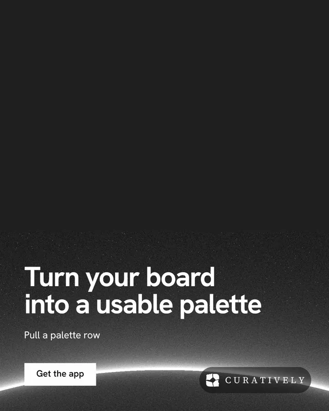 Instagram portrait post for Curatively: "Turn your board into a usable palette". Swiss style, bottom layout, dark palette in black, grey.
