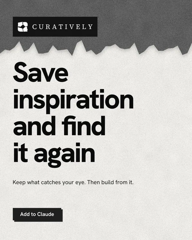 Instagram portrait post for Curatively: "Save inspiration and find it again". Paper trio style, announce layout, light palette in white, grey.